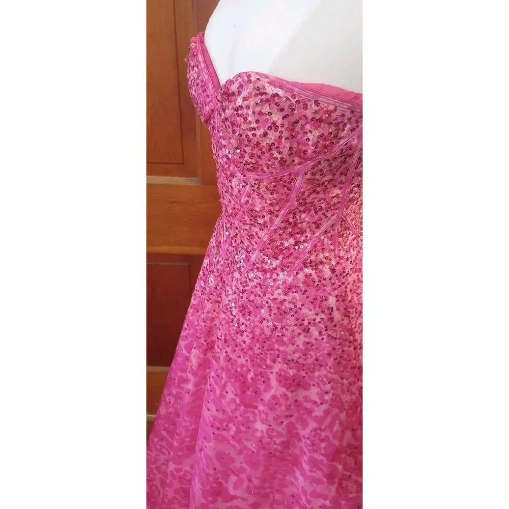 Jovani prom Strapless gown Sz 2 ? pink Sequin Padded Princess Barbie Pageant - Picture 8 of 14